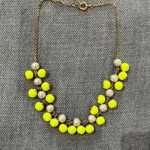 J. Crew vintage lime green, pearl, and gold dangle necklace